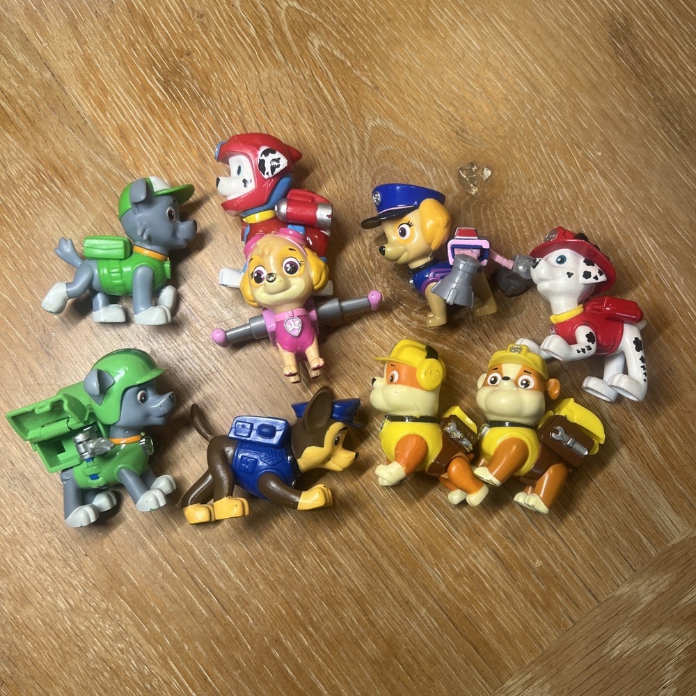 Paw Patrol Action Pack Pups Figures Lot 9 Chase Marshall Skye Rocky Rubble Zuma